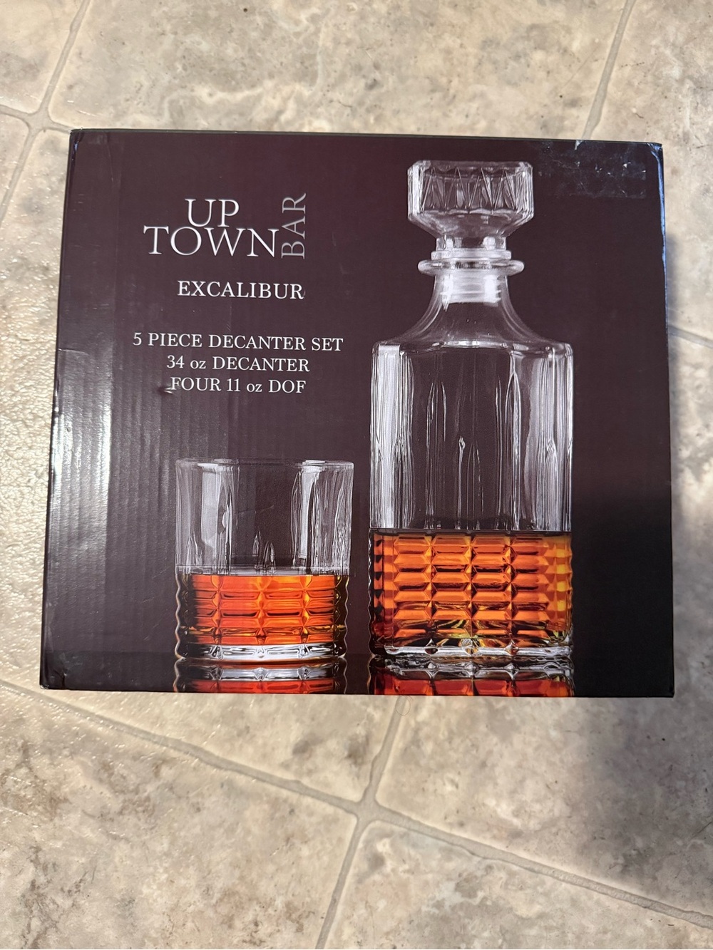 Uptown Bar Excalibur 5 Piece Decanter Set 34 oz Decanter Four 11 oz DOF Glasses